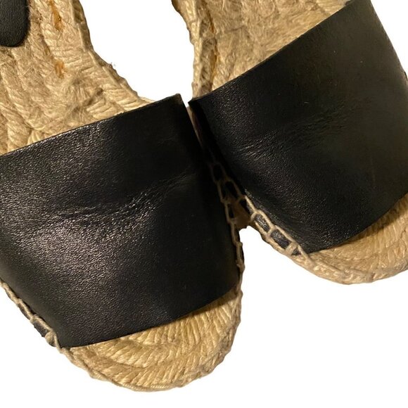 Vince Sophie Leather Espadrille Wedge size EU 36 US 6 Black Jute Rope - Picture 13 of 13